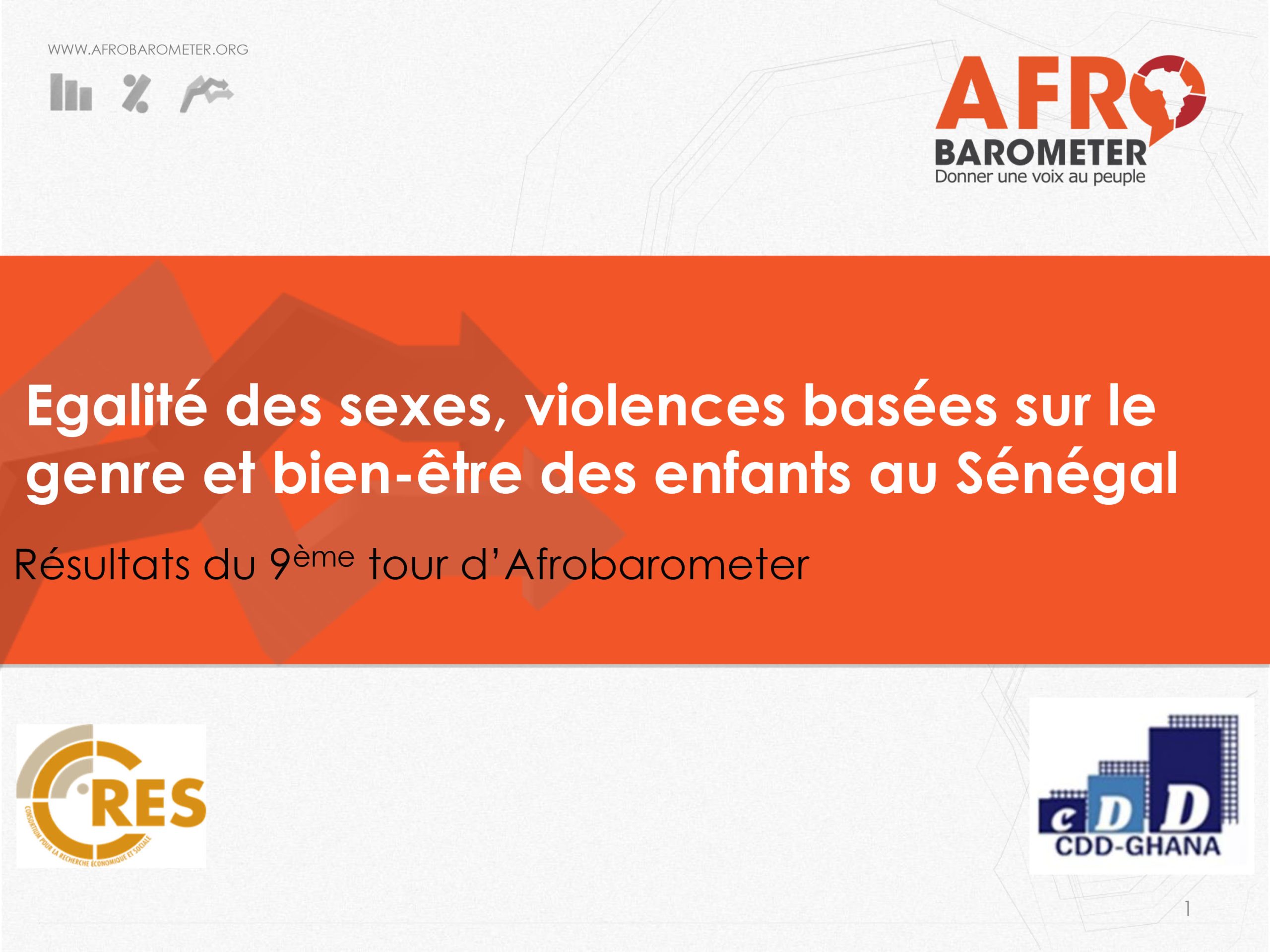 Egalité des sexes, violences basées sur le  genre et bien-être des enfants au Sénégal