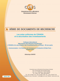 Les actes uniformes de l’OHADA et la sécurisation des investissements
