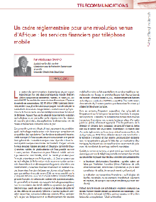 Un cadre réglementaire pour une révolution venue d’Afrique : les services financiers par téléphone mobile par Pr Abdoulaye SAKHO