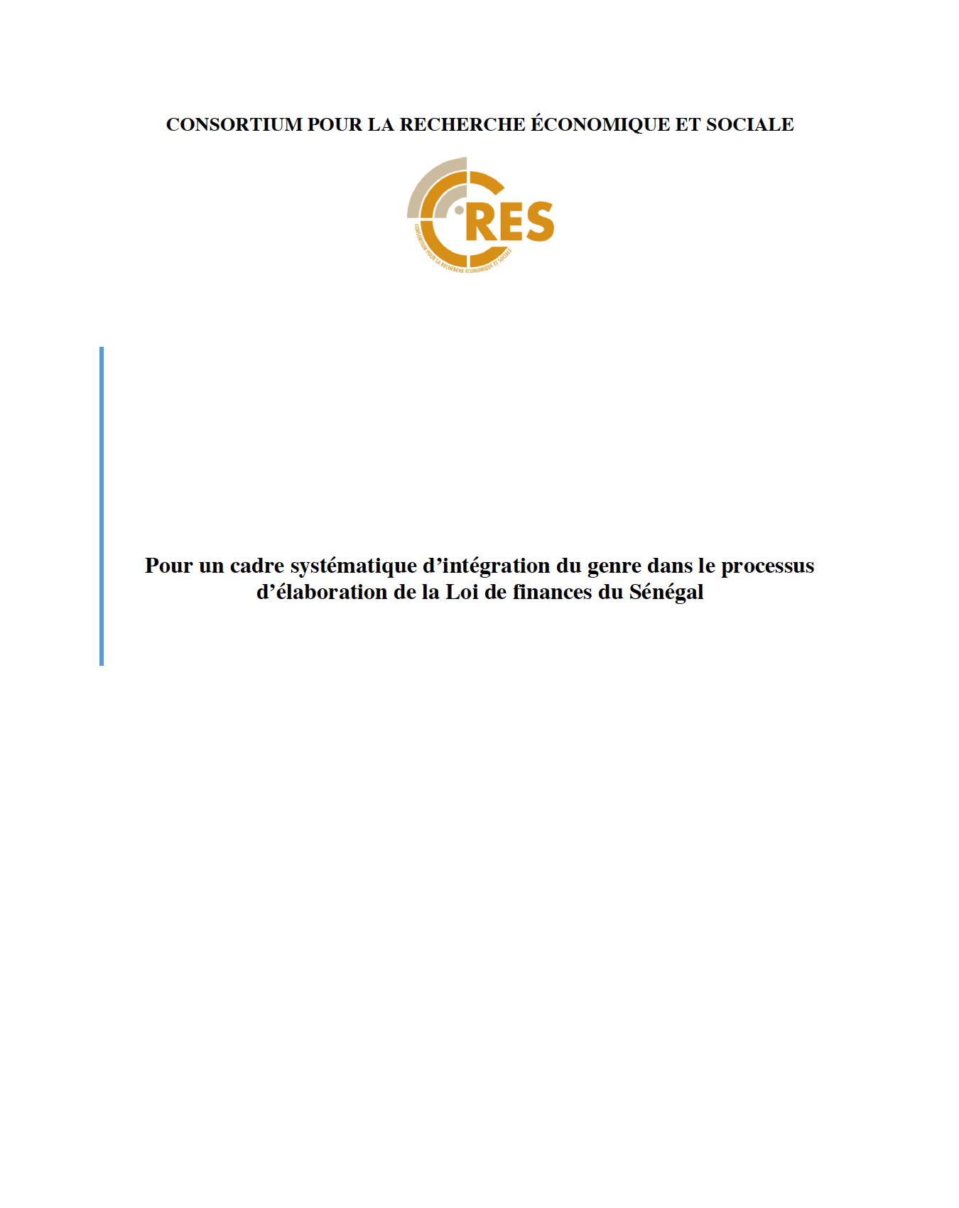 Pour un cadre systématique d’intégration du genre dans le processus d’élaboration de la Loi de finances du Sénégal