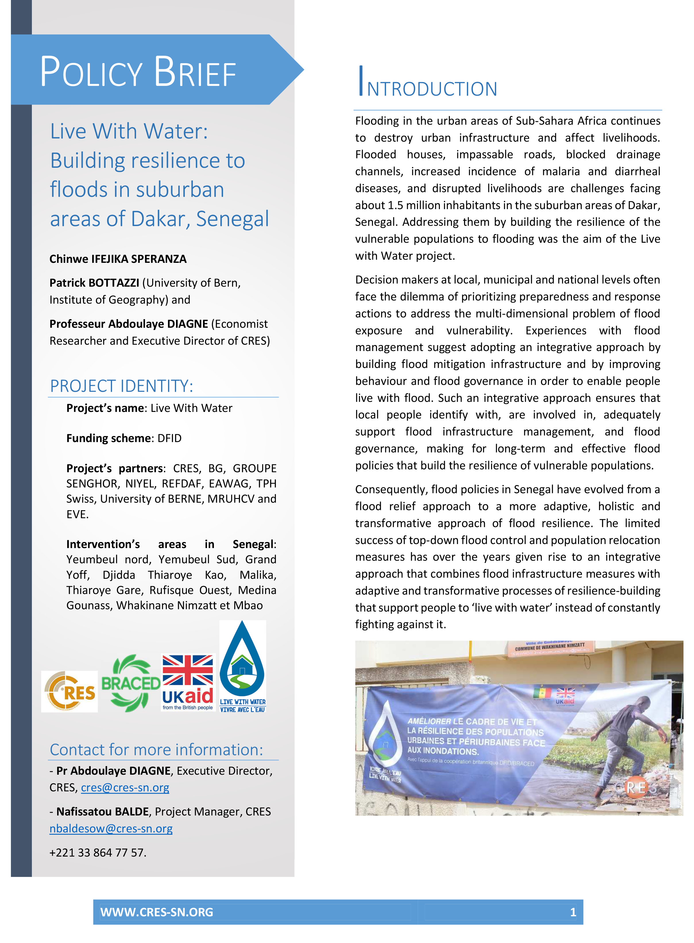 Live With Water: Building resilience to floods in suburban areas of Dakar, Senegal