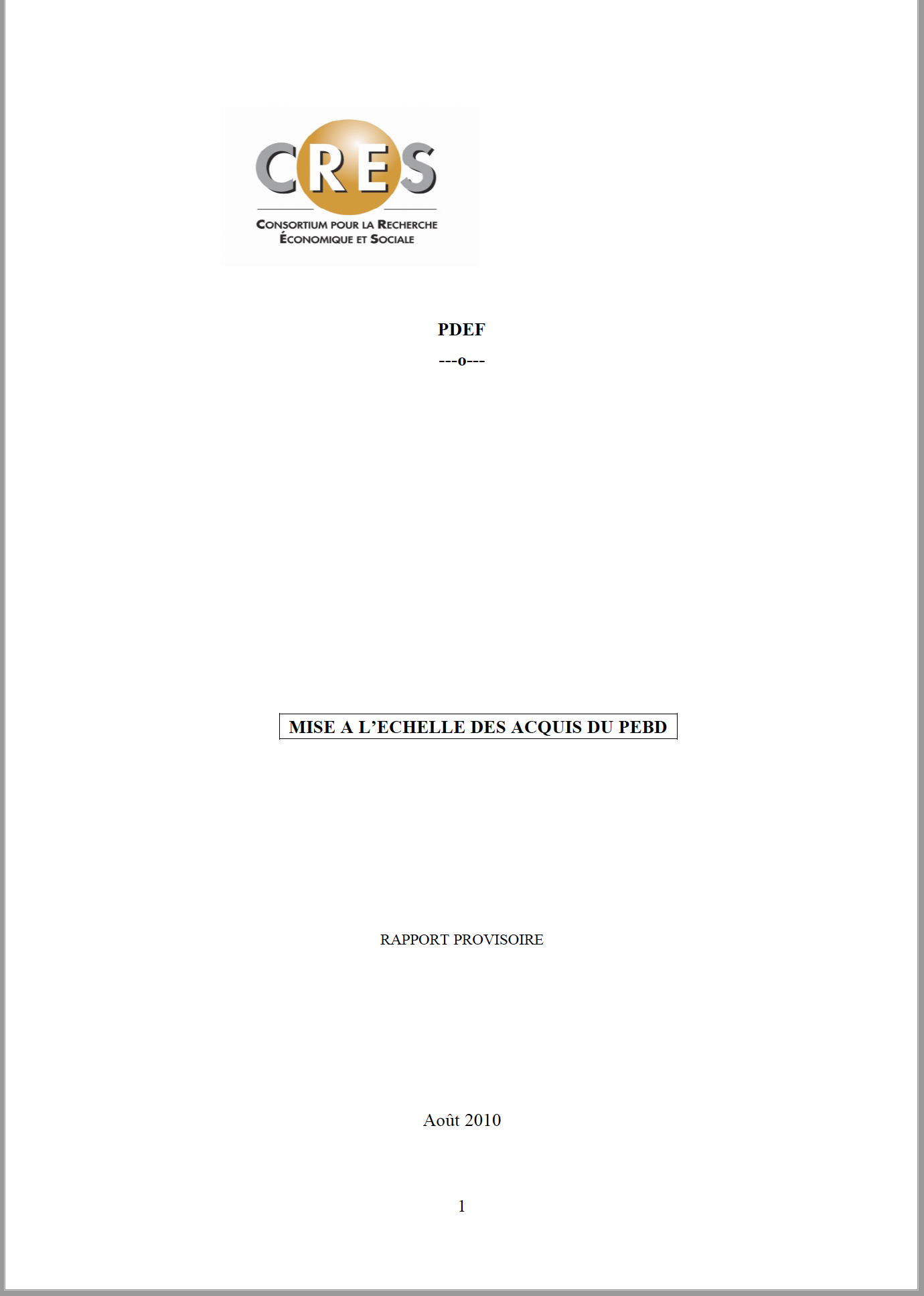 Mise  à l'échelle des acquis du PEBD