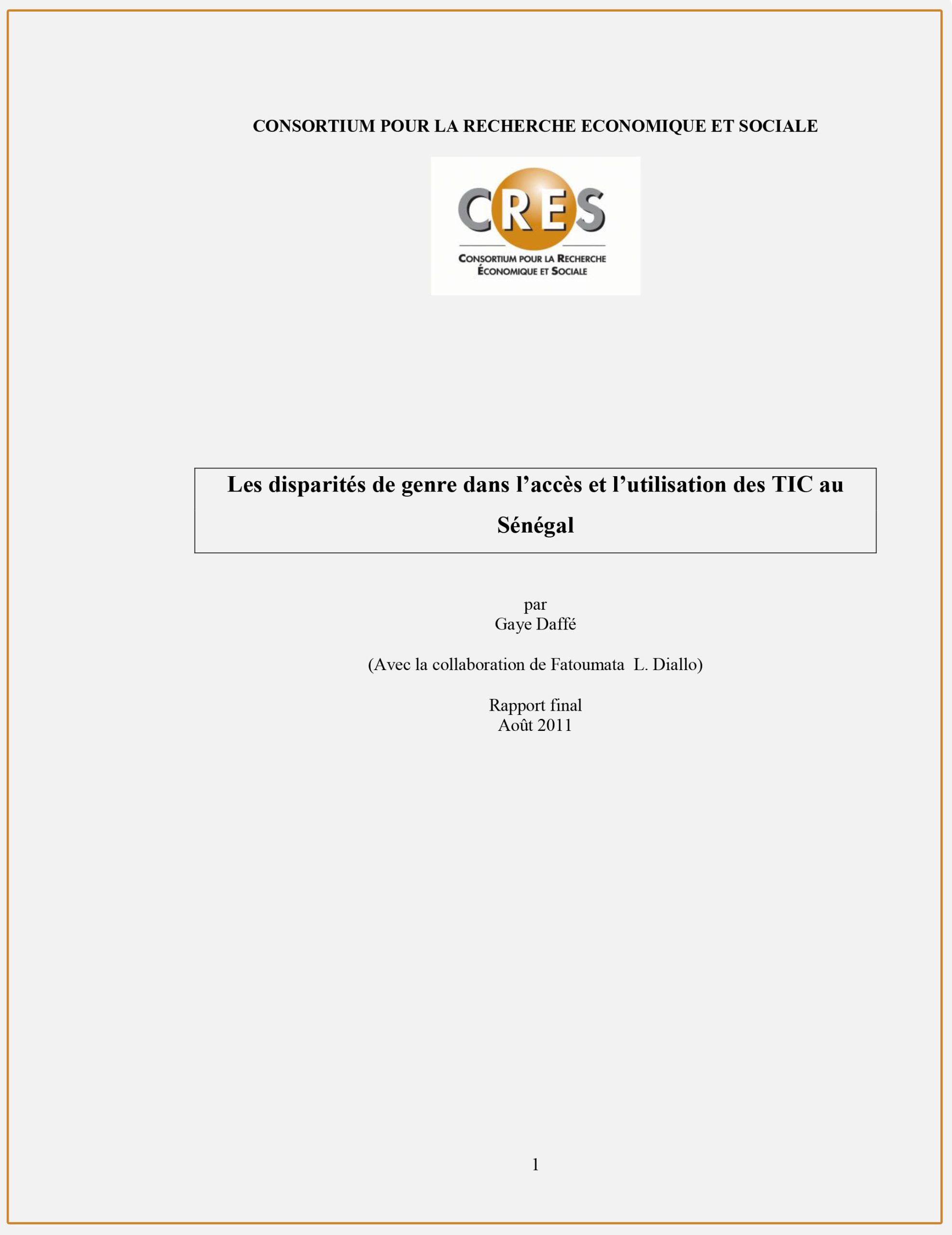 Les disparités de genre dans l'accès et l'utilisation des TIC au Sénégal