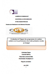 Évaluation de l’impact des programmes de cantines scolaires sur les performances des écoles primaires rurales au Sénégal