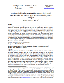 Analyse de l’évolution des déterminants de la santé nutritionnelle des enfants âgés de moins de cinq ans au Sénégal.