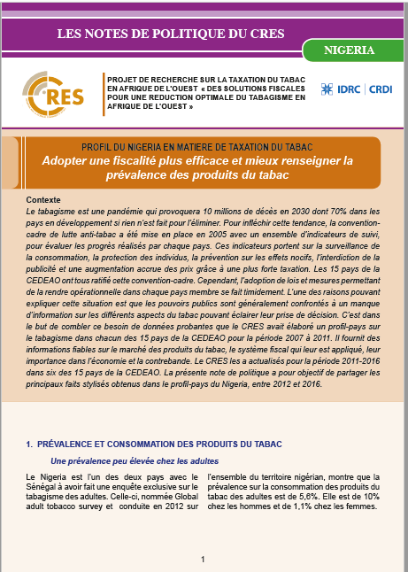 Évaluation des coûts  des maladies liées au Tabac au Sénégal