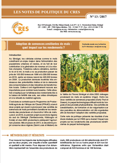 Adoption de semences améliorées de maïs : quel impact sur les rendements ?