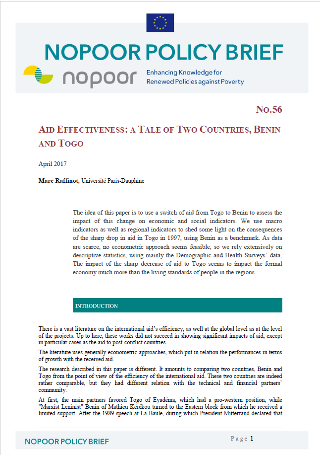 Aid Effectiveness : A tale of two countries, Benin and Togo