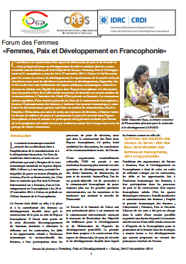 Forum " Femmes, Paix et Développement en Francophonie "