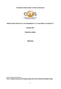 Protection sociale et vulnérabilité à la pauvreté au Sénégal
