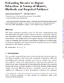 Estimating Returns to Higher Education: A Survey of Models, Methods and Empirical Evidence.
