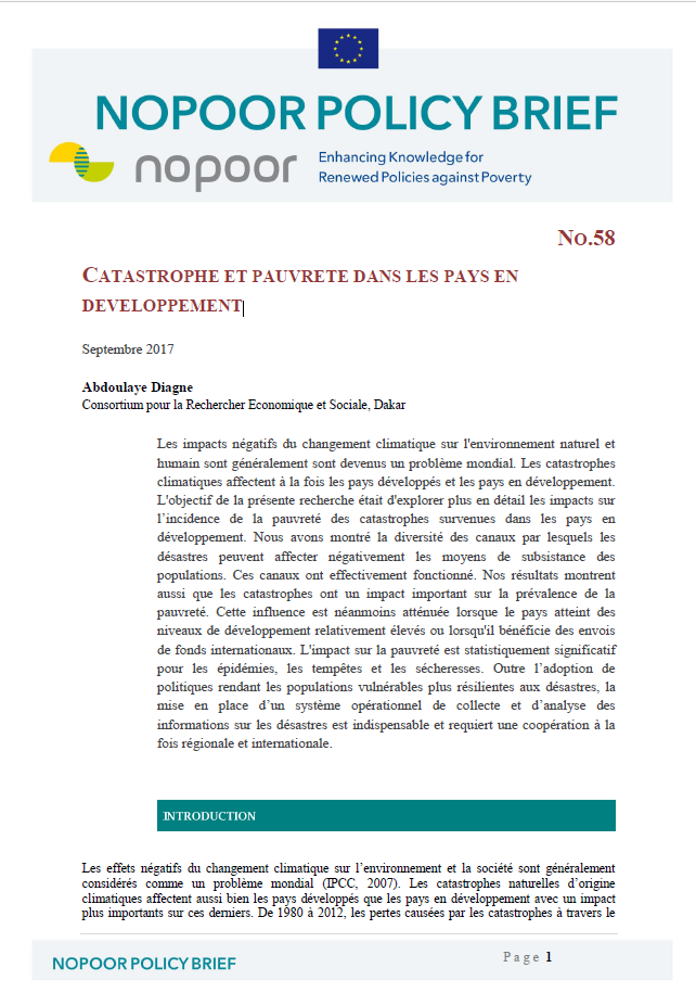 Catastrophe et pauvreté dans les pays en développement