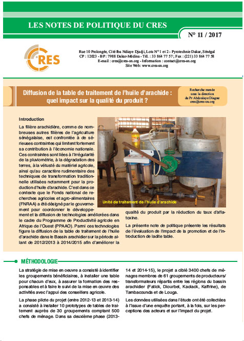 Diffusion de la table de traitement de l’huile d’arachide : quel impact sur la qualité du produit ?