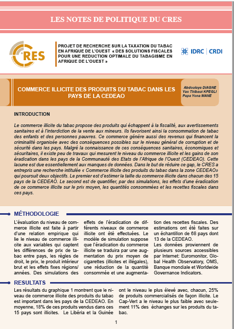 Commerce illicite des produits du tabac dans les pays de la CEDEAO