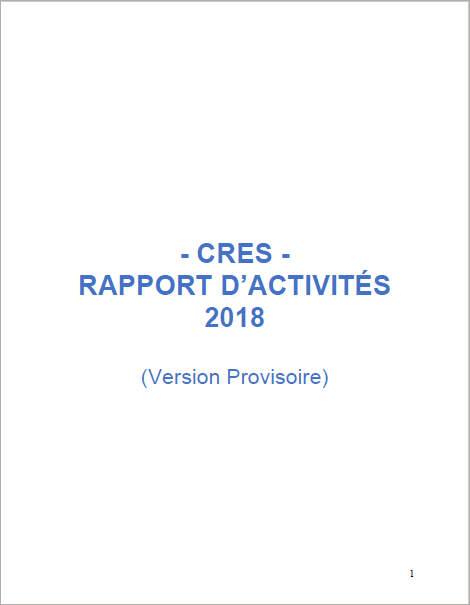 Rapport d'activités CRES 2018