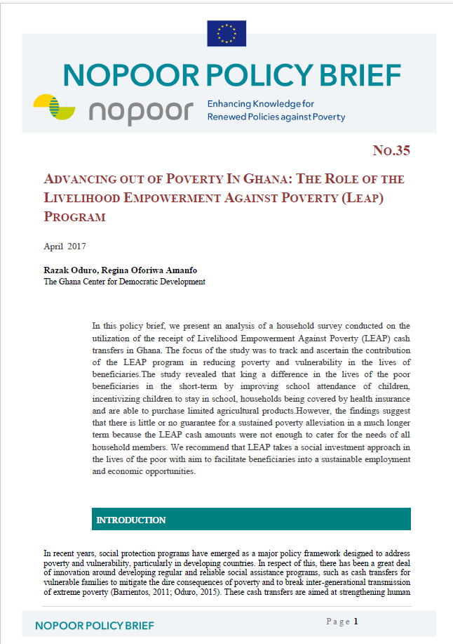 Advancing out of Poverty in Ghana: The role of the livelihoood empowerment against poverty (Leap) Program