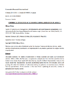 Empirical evidence of economic bipolarization in Africa, Economics Research International.