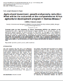 Agricultural investment, growth and poverty reduction: What will be the outcomes of the comprehensive Africa agricultural development program in Guinea-Bissau?