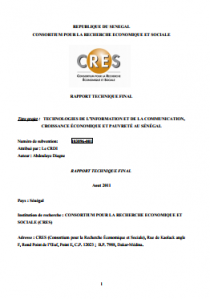 TIC, croissance économique et pauvreté au Sénégal : rapport final