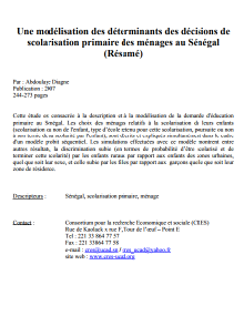 Une modélisation des déterminants des décisions de scolarisation primaire des ménages au Sénégal